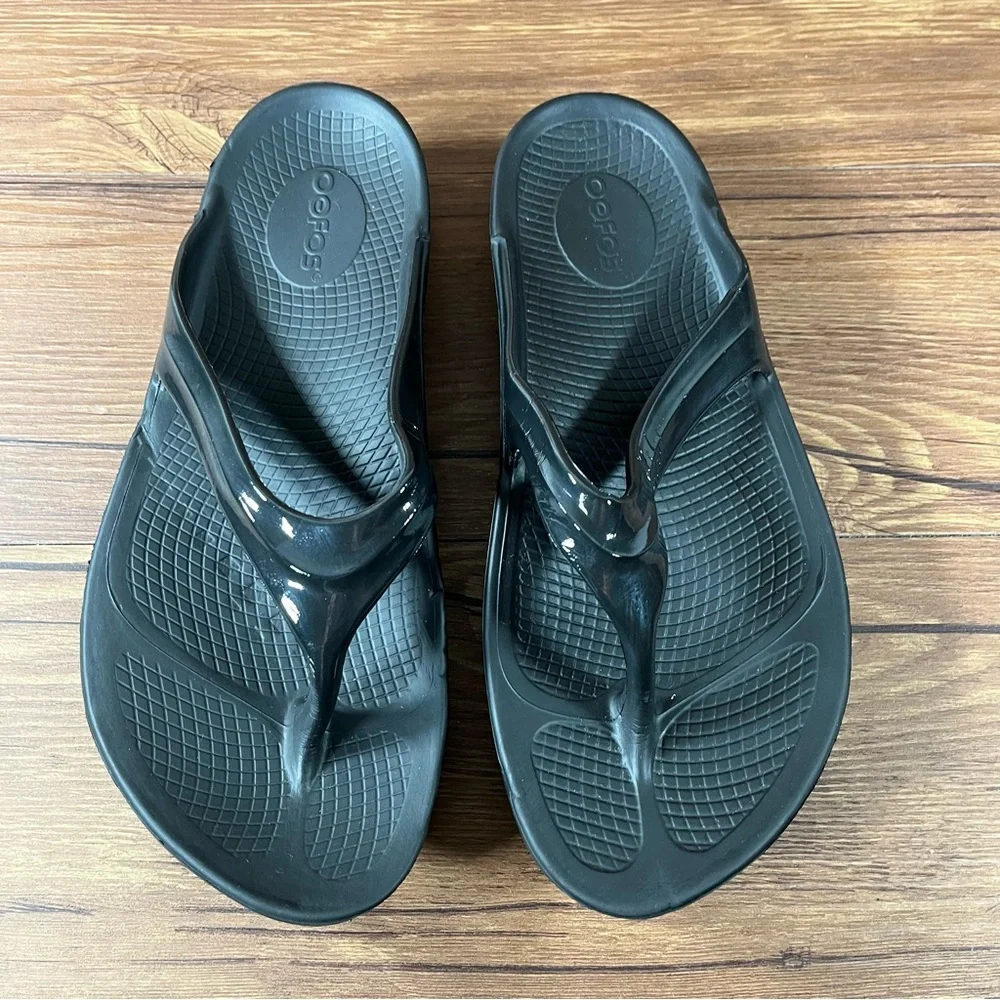 OOFOS OOLALA Black Slip-On Sandals Orthotic Women’s Size 10